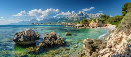 Obraz premium beautiful lanscape of riviera coast and turquiose water.