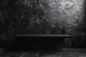 Monochrome image of a bench in dimly lit room