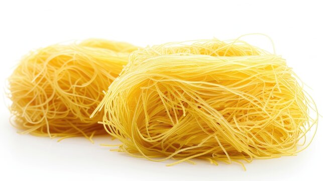Images of vermicelli noodles on a white background