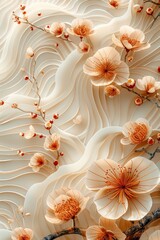 Flowers on an abstract beige background. Texture with flowers
