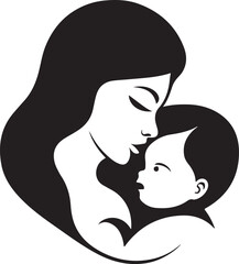 Mother and baby silhouette 