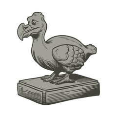 Dodo Bird Stone Statue Cartoon Illustration © Mat