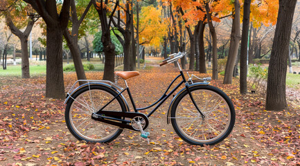 Fototapeta premium bicycle in autumn park