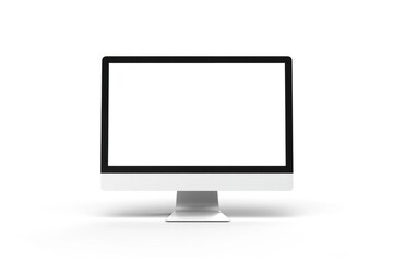 Desktop Mockup White Background. Modern Computer Isolated on White Background