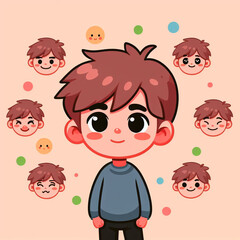 Illustration of a thoughtful handsome boy.