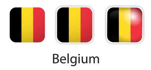 Fototapeta premium Belgium flag vector icons set in the shape of rounded square