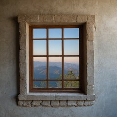 View of ocean through window of stone building
