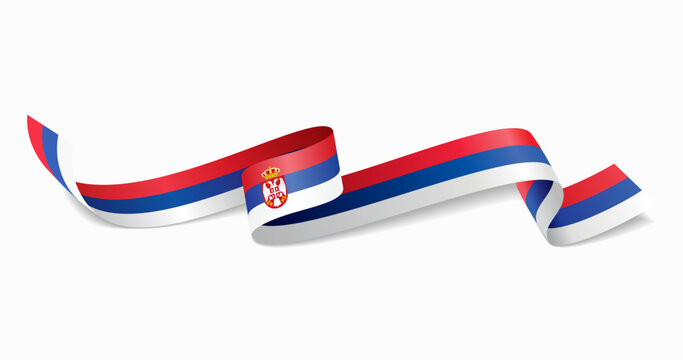 Serbian flag wavy abstract background. Vector illustration.
