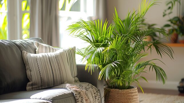A majestic Areca Palm its vibrant fronds serving as natural air purifiers in any indoor space.