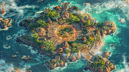  island Battlemap DnD,RPG Map for Dungeons and Dragons, Sea,game background, place for battle
