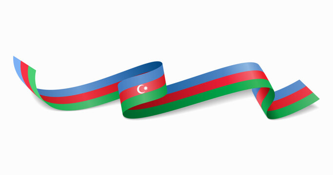 Azerbaijani flag wavy abstract background. Vector illustration.
