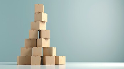 Stack of opened cardboard boxes. Isolated on a