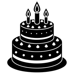 Birthday cake silhouette vector art illustration