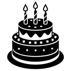 Birthday cake silhouette vector art illustration