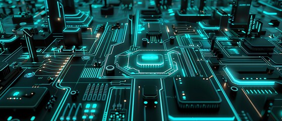 Fototapeta premium The image shows a close-up of a computer circuit board