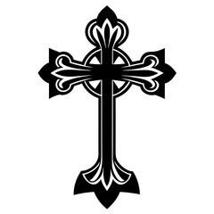 Orthodox cross silhouette vector art illustration 