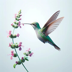 Fototapeta premium real life like natural hummingbird hovering over the flower