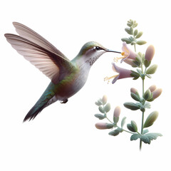 Obraz premium real life like natural hummingbird hovering over the flower
