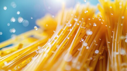 Extreme close up of uncooked spaghetti - Powered by Adobe