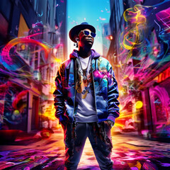 Fototapeta premium rapper in a world made of musical aspects