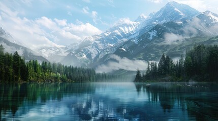 Scenery including a Lake and Mountains