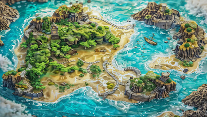 island Battlemap DnD,RPG Map for Dungeons and Dragons, Sea,game background, place for battle