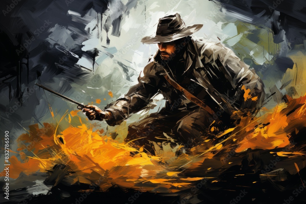 Canvas Prints a skilled and versatile ranger, tracking prey and surviving in the wilderness. - generative ai