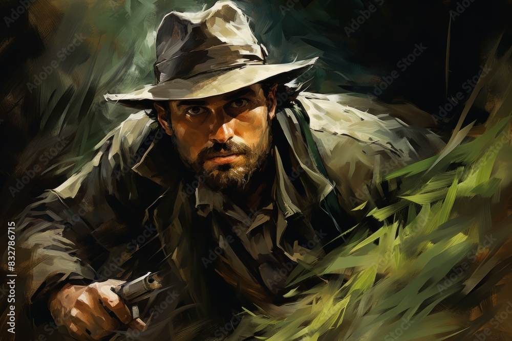 Canvas Prints a skilled and versatile ranger, tracking prey and surviving in the wilderness. - generative ai