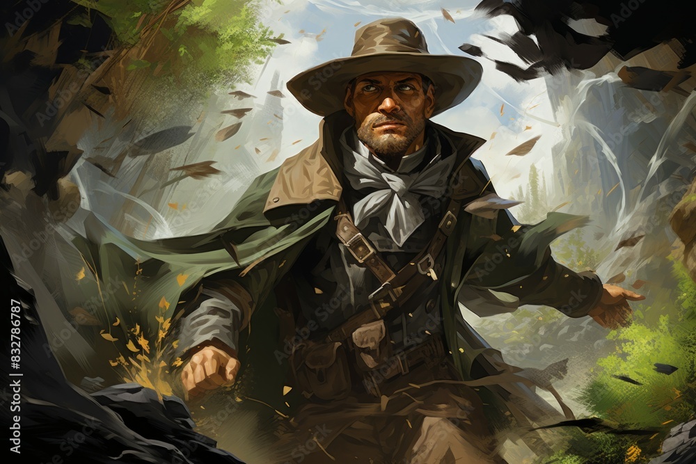 Canvas Prints a skilled and versatile ranger, tracking prey and surviving in the wilderness. - generative ai