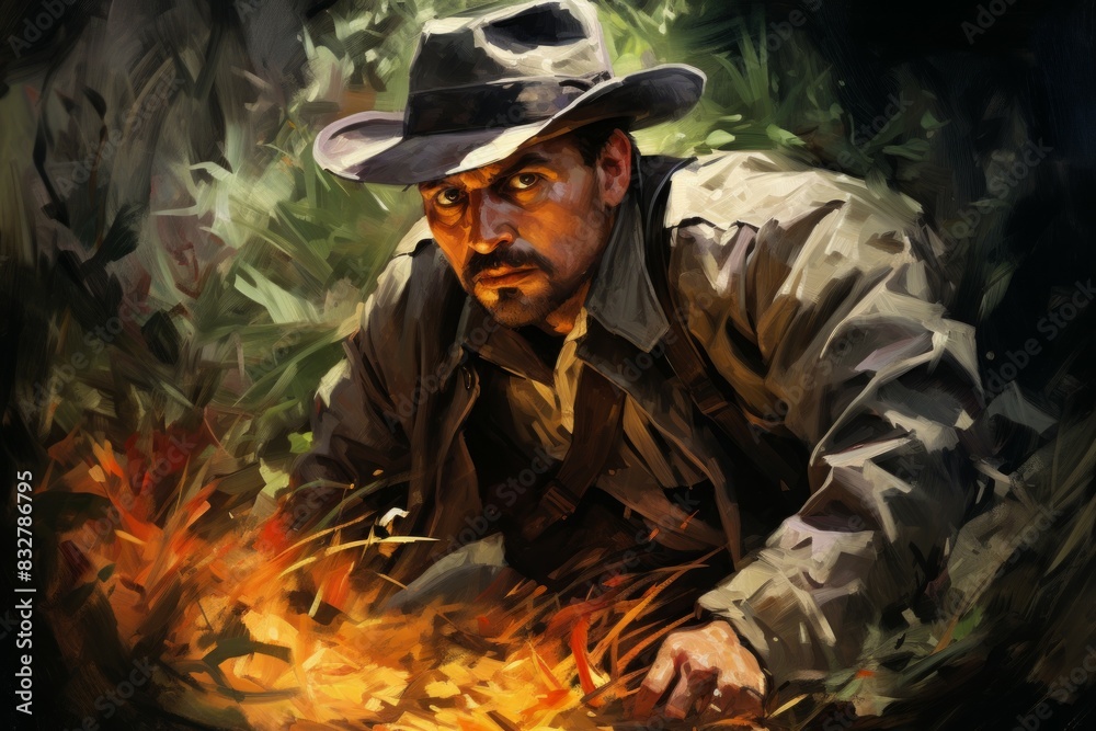 Canvas Prints a skilled and versatile ranger, tracking prey and surviving in the wilderness. - generative ai