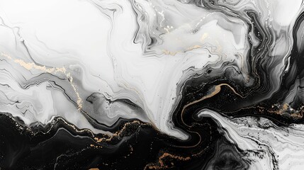 Elegant swirls of monochrome tones with gold accents abstract background