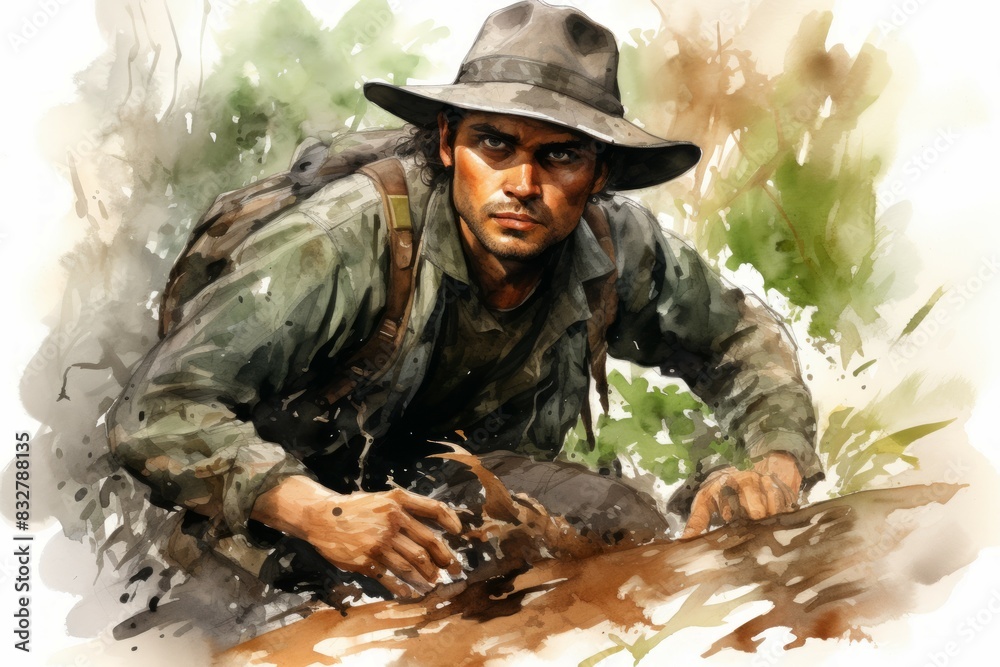 Canvas Prints a skilled and versatile ranger, tracking prey and surviving in the wilderness. - generative ai