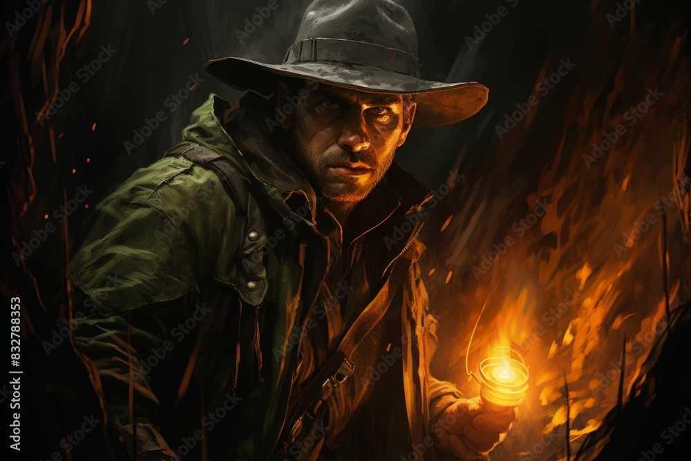 Canvas Prints a skilled and versatile ranger, tracking prey and surviving in the wilderness. - generative ai