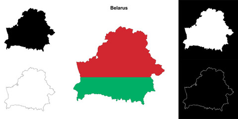 Belarus blank outline map set