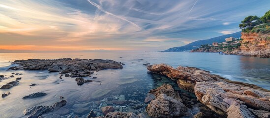 beautiful lanscape of riviera coast and turquiose water.