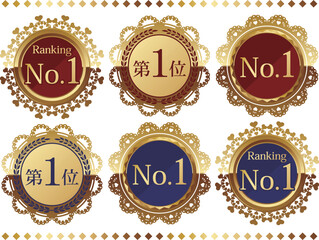 高級感のあるランキングNo.1のエンブレム6種セット　ゴールド