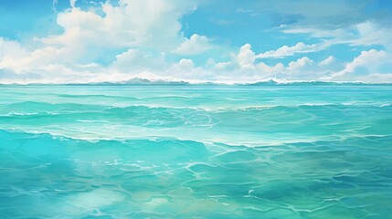 Fototapeta premium Serene Ocean with Turquoise Waters Under a Bright Blue Sky