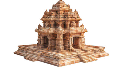Ancient hindu temple isolated on white created with Generative AI
