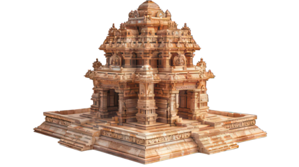 Ancient hindu temple isolated on white created with Generative AI