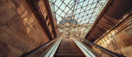 Fototapeta premium Brightly lit interior of the Louvre Museum in Paris.
