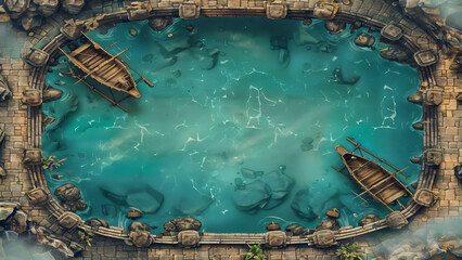 Sea Ship Battlemap DnD,RPG Map for Dungeons and Dragons, Sea