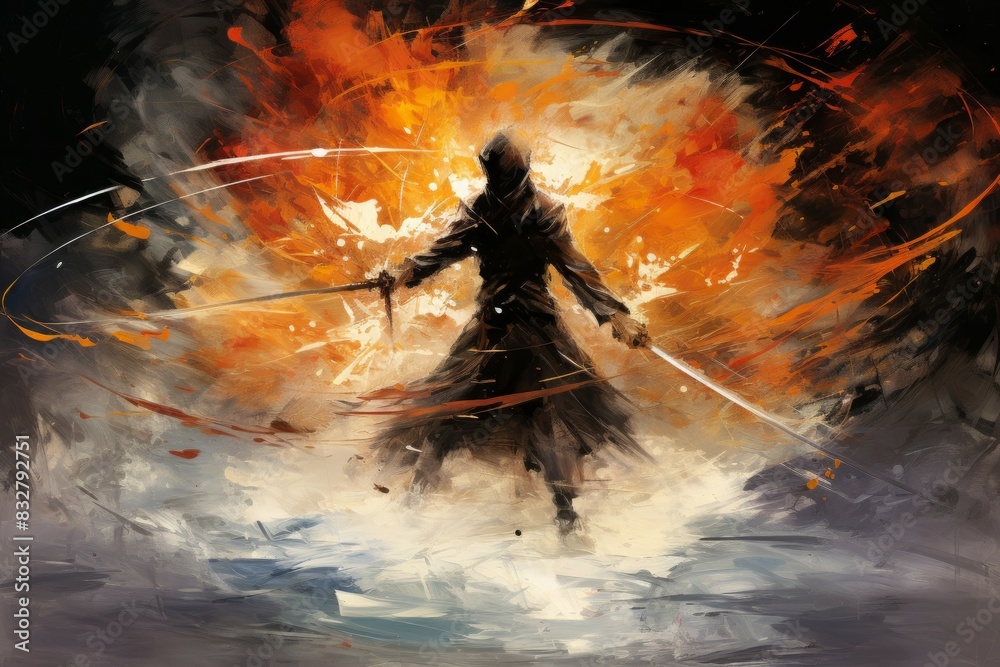 Canvas Prints a fierce and deadly duelist, engaging in graceful combat with a rapier and unparalleled skill. - gen