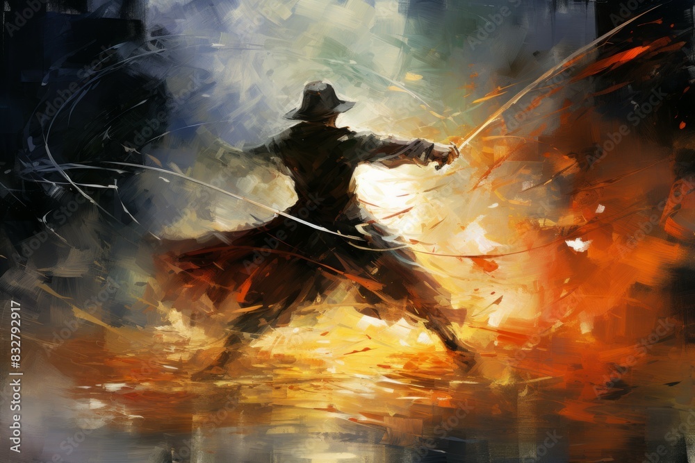 Canvas Prints A fierce and deadly duelist, engaging in graceful combat with a rapier and unparalleled skill. - Generative AI