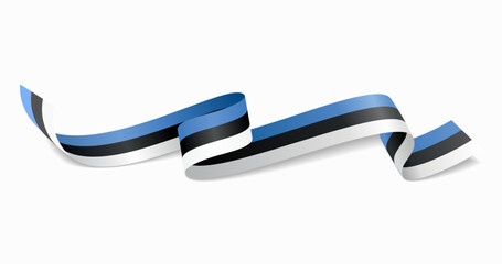 Estonian flag wavy abstract background. Vector illustration.