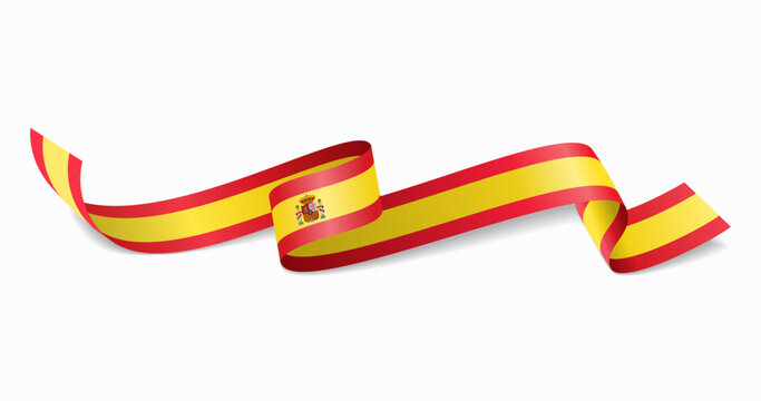 Spanish flag wavy abstract background. Vector illustration.