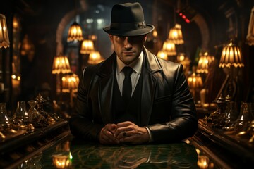 Obraz premium A cunning and manipulative spy, gathering information and infiltrating enemy ranks. - Generative AI