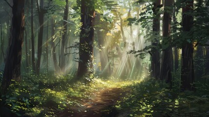 Fototapeta premium Afternoon scenery of the woods