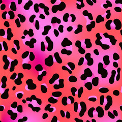 1980s hand drawn leopard pattern neon pink and red colors.