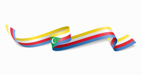 Comoros flag wavy abstract background. Vector illustration.