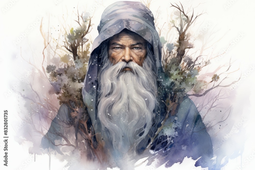 Wall mural a wise and ancient druid, attuned to nature and capable of transforming into beasts. - generative ai